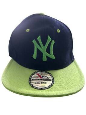 NY Yankees Snapback Hat - Xers Premium Headwear - Navy Blue & Lime Green Neon